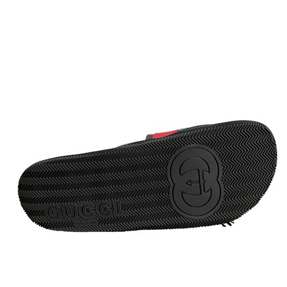 GUCCI Authentic Men's Interlocking G Slide Sandal Black Green Sz 10 |US 10.5 NEW - Picture 15 of 16